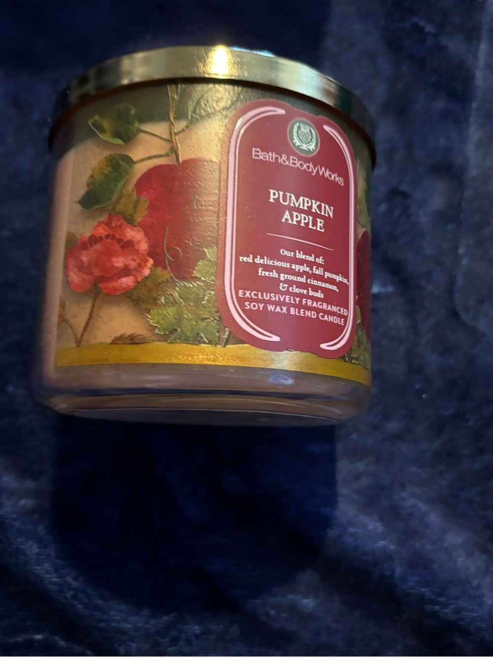 Bath & Body Works Pumpkin Apple Soy Candle - Burgundy & Gold